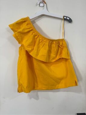 J. Crew Yellow One-Shoulder Ruffle Camisole